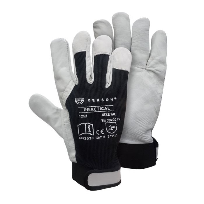 Guanti da lavoro Tekson, con chiusura in velcro, 12 paia | Practical