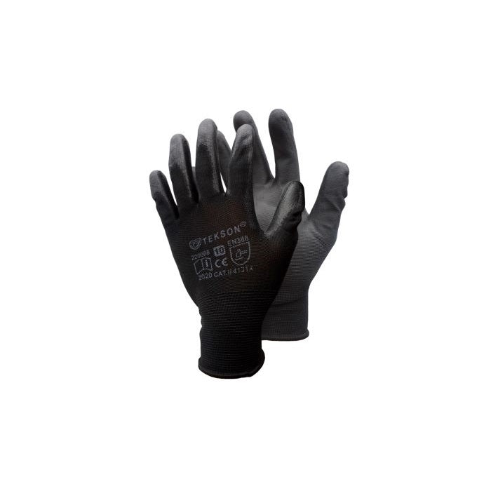 Guanti da lavoro Tekson, universali, con foro europeo, 12 paia | Nero