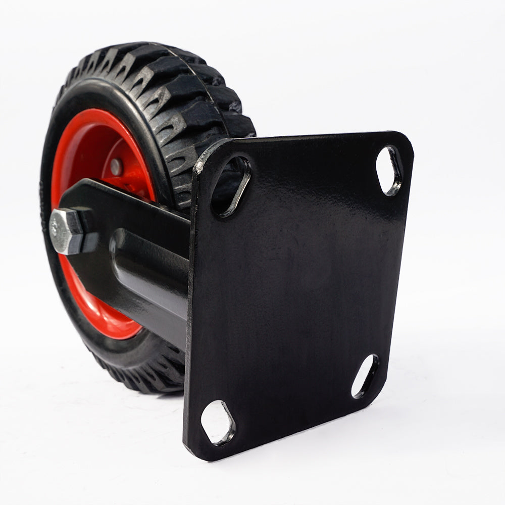 Ø 160 mm | Ruota fissa senza freno: acciaio, gomma rinforzata, piastra di fissaggio, cuscinetto a sfera, portata 150 kg | 1101-160