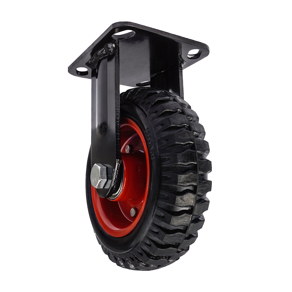 Ø 160 mm | Ruota fissa senza freno: acciaio, gomma rinforzata, piastra di fissaggio, cuscinetto a sfera, portata 150 kg | 1101-160