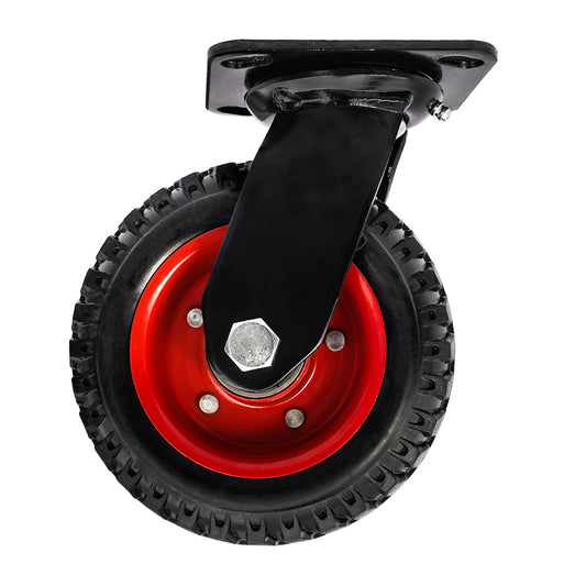 Ø 206 mm | Ruota girevole senza freno: acciaio, gomma rinforzata, piastra di fissaggio, cuscinetto a sfera, portata 235 kg | 1102-206