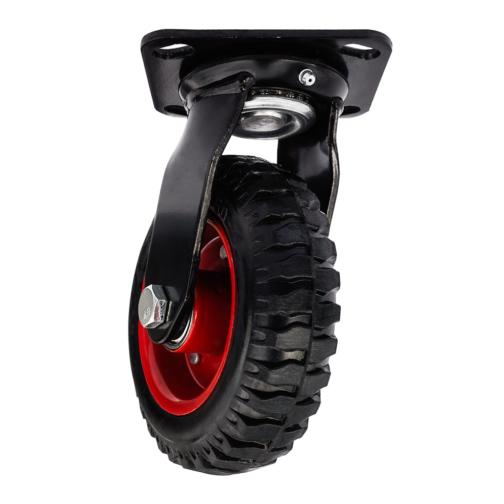 Ø 160 mm | Ruota girevole senza freno: acciaio, gomma rinforzata, piastra di fissaggio, cuscinetto a sfera, portata 150 kg | 1102-160