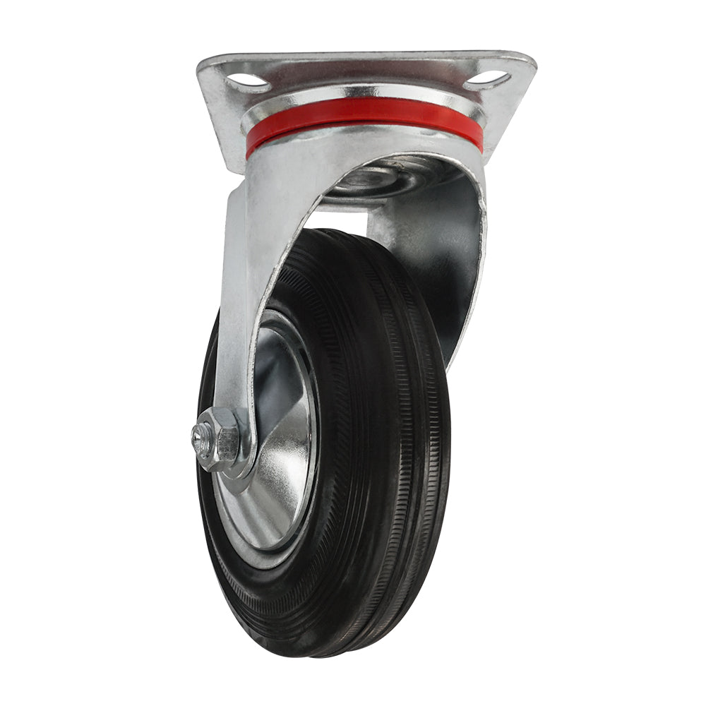 Ø 200 mm | Ruota girevole senza freno: metallo-gomma, piastra di fissaggio, cuscinetto a rulli, portata 185 kg | 4001-200