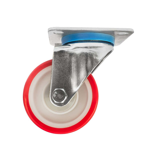 Ø 125 mm | Ruota girevole senza freno Poliammide Poliuretano Piastra di fissaggio Cuscinetto a sfere Capacità di carico 220 kg | 6302-125