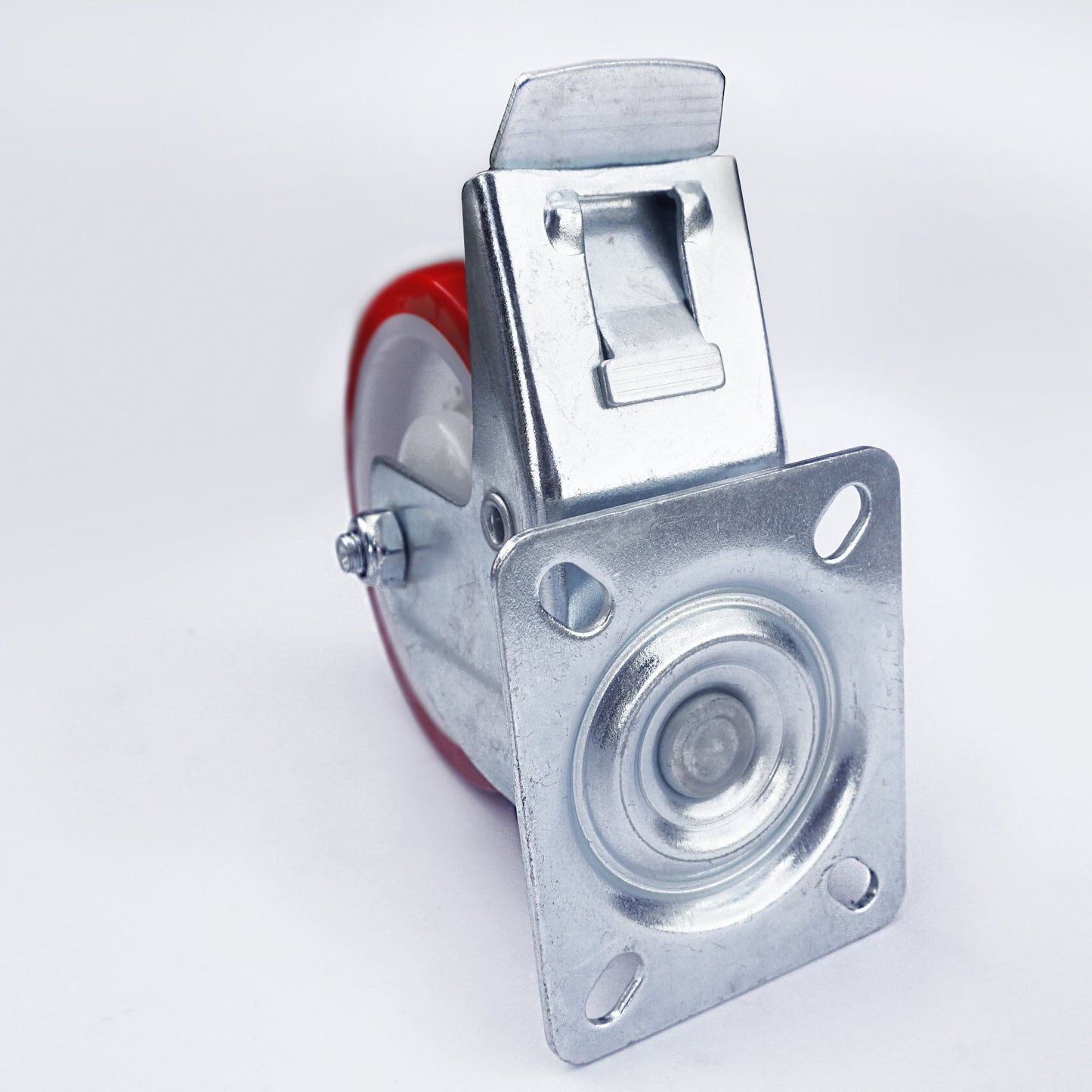 Ø 160 mm | Ruota girevole con freno Poliammide Poliuretano Piastra di fissaggio Cuscinetto a sfere Capacità di carico 380 kg | 6303-160