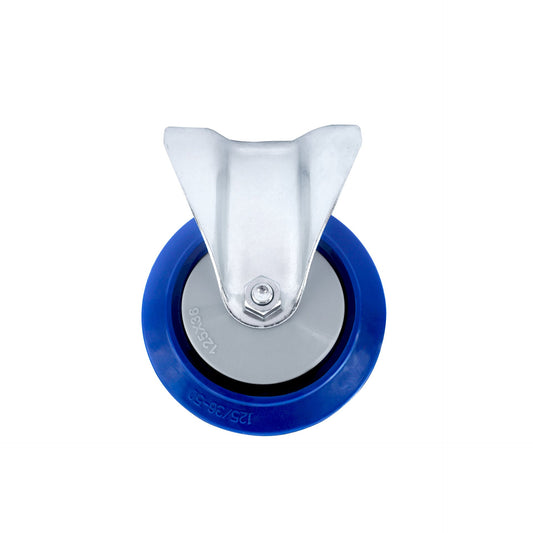 Ø 125 mm | Ruota fissa senza freno Plastica Gomma elastica Piastra di fissaggio Cuscinetto a sfere Capacità di carico 230 kg | A-EU02-125