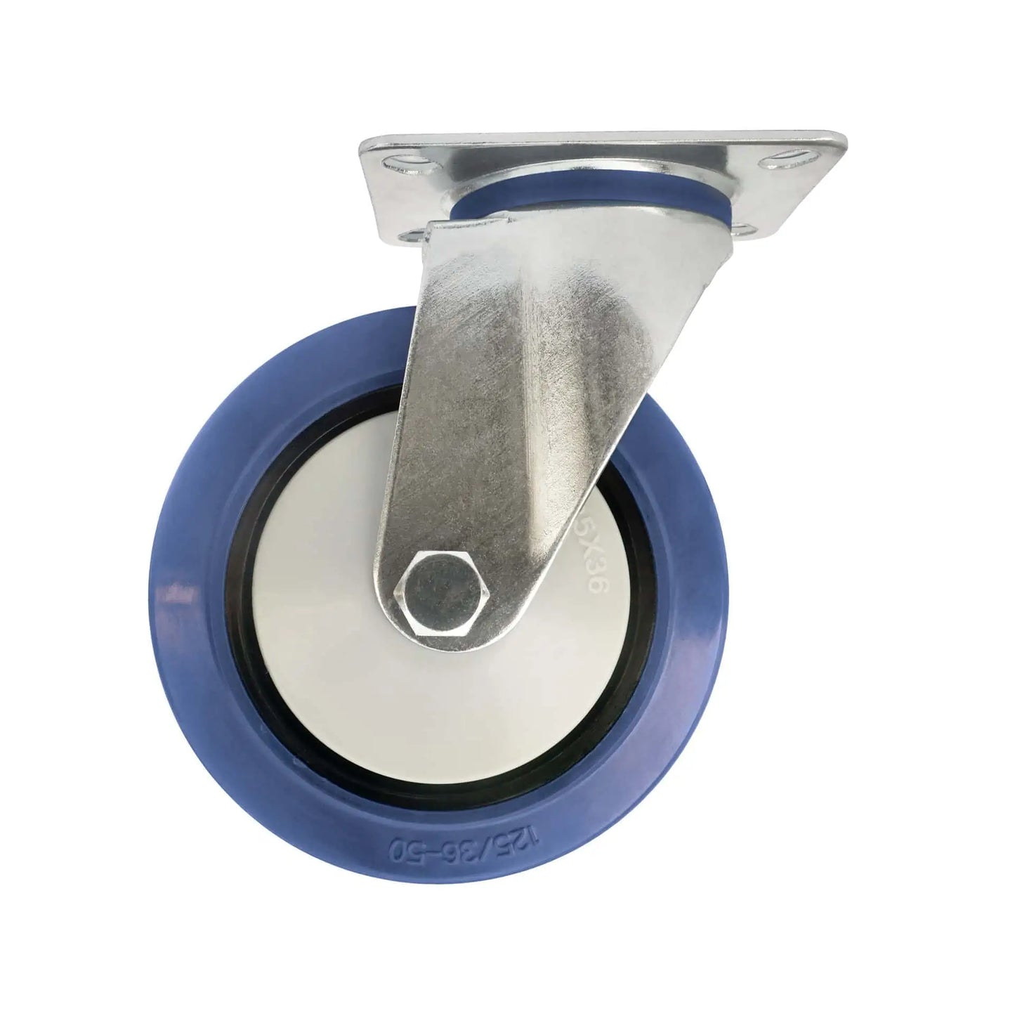 Ø 125 mm | Ruota girevole senza freno Plastica Gomma elastica Piastra di fissaggio Cuscinetto a sfere Capacità di carico 230 kg | A-EU03-125