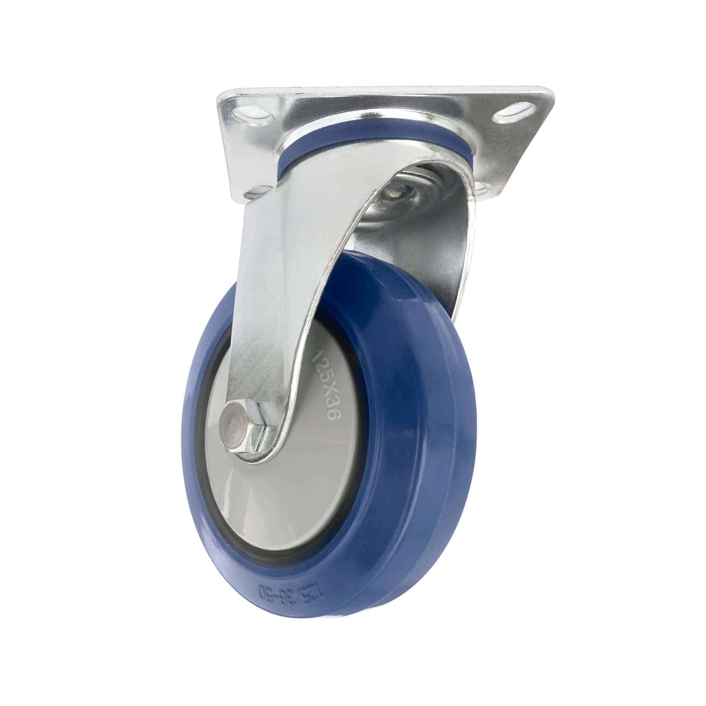 Ø 100 mm | Ruota girevole senza freno Plastica Gomma elastica Piastra di fissaggio Cuscinetto a sfere Capacità di carico 200 kg | A-EU03-100