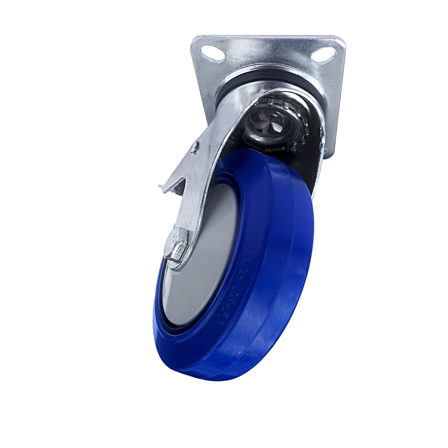 Ø 125 mm | Ruota girevole con freno Plastica Gomma elastica Piastra di fissaggio Cuscinetto a sfere Capacità di carico 230 kg | A-EU04-125