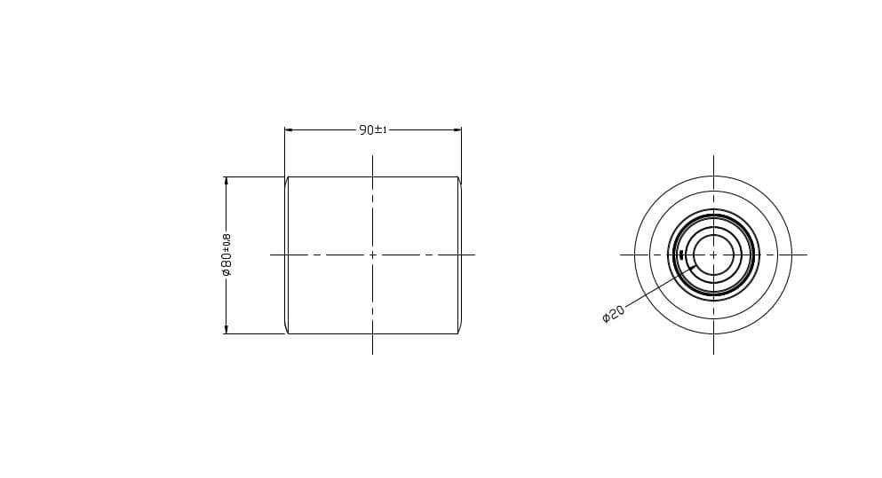 Ø 80 mm, larghezza 90 mm | Rullo per transpallet: ghisa e poliuretano, cuscinetto a sfera, portata 380 kg | R02-90